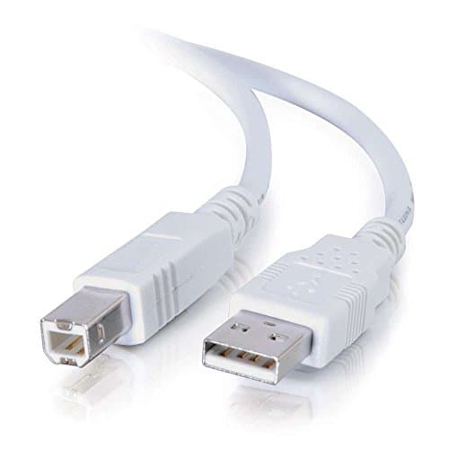 Image of C2G 3M USB Printer Cable, USB 2.0 A to B Lead. Compatible with printers and scanners from HP, Epson, Brother, Samsung, Cannon and all other USB A/B devices, White