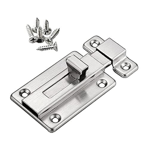 Image of YUOIP® Door Lock Gate Bolt 3" Stainless Steel Door Latch Gate Latch Sliding Bolts for Bathroom Loft Hatch Pet Gate (Stainless Steel Screws)