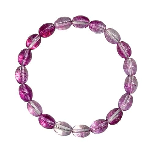 Image of Bracelets Jewellery CHARGED Dark Amethyst Crystal Bracelet Tumble Polished Stretchy + Heart Charging Crystal (OPEN & THE HEART - SOOTHE HURT, LONELINESS & ANXIETY) [ REIKI] (Purple, 12x9cm)