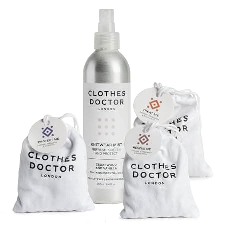 Image of Knitwear Mist in Cedarwood & Vanilla with Natural Moth Repellent Scent Bags – Luxurious Wardrobe Protection, Long-Lasting Freshness, and Eco-Conscious Fabric Care, Made in Britain
