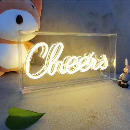 Image of Cheers LED Neon Art Light Box for Table & Wall Decor, Bar, Pub, Bachelorette Party - USB Powered, 11.8x5.9x1.85 Inches (Warm White)