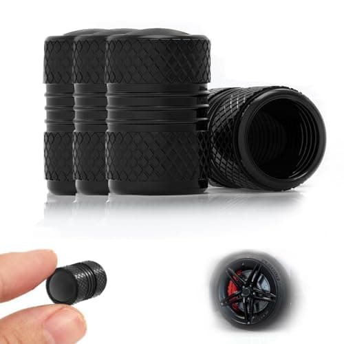 Image of AOOTUERL 4 Car Tyre Valve Caps for S Line S1 S2 S3 S4 S5 S6 S7 S8 SQ2 SQ5 SQ7 SQ8, Corrosion Resistant Car Valve Cap, Compatible with Most Carss, Car Accessories, Black