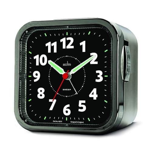 Image of Acctim Otis Non-Ticking Sweep Bell Alarm Clock (Titanium)