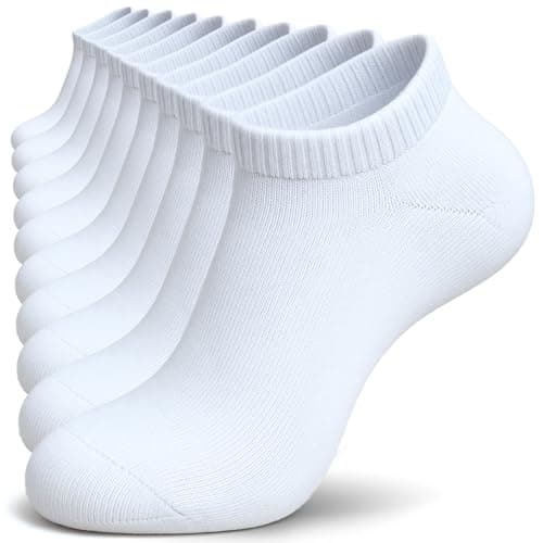 Image of TIBISI Mens Trainer Socks Sports Socks White Black Grey (pack of 10) Running Athletic Ankle Socks Breathable Cotton Low Cut Socks for Men Women Ladies