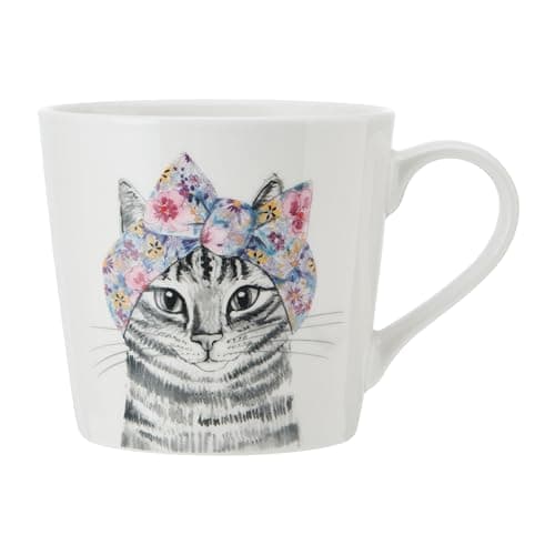 Image of MIKASA TipperleyHill Fine China Mug, Cat Print Mug for Coffee and Tea, China Coffee Cup, 380ml, Cat Themed Collection, Ideal for Gifting