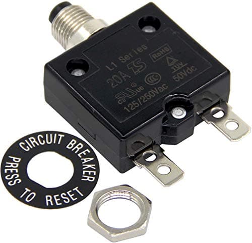 Image of Namvo 125-250V AC 50V DC Push Button Circuit Breaker 5 Amps Thermal Overload Protector L1 Series Manual Reset Thermal Circuit Breaker 30A