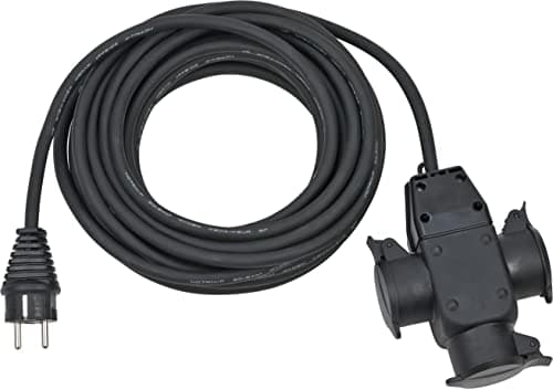 Image of Brennenstuhl Construction extension cable with rubber connection 3 positions IP44 (10 m, with integrated fixture for attachment, indoor and outdoor use)