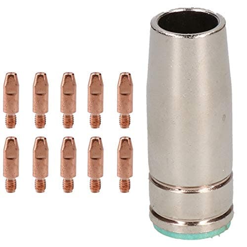 Image of 1 Shroud & 10 x 0.8mm Contact Tips MIG Welding Binzel Style Euro Torch MB25