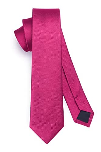 Image of HISDERN Hot Pink Tie Silk Skinny Tie Slim ties For Men Solid NeckTie Classic Formal Tie For Business Wedding(6cm)