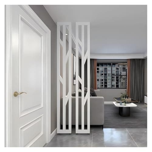 Image of YLLFFLL Living Room Floor to Ceiling Wall Post Partitions Screens White Black, Metal Modern Room Divider Column with Adjustable Feet, Office Dividers Pillars(White,85cm/33.4in/2.78ft)