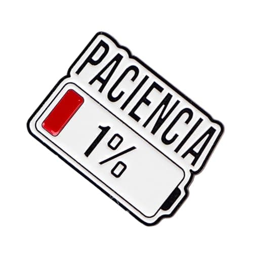 Image of 2 Stylish 1% Patience Remaining Alloy Pin Lightweight Metal Badge for Casual Outfits & Gifts Humorous Novelty Accessory Gift