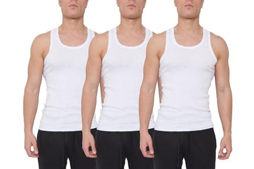 Image of Men's Vests Tank Tops Sleeveless Cotton Undershirts Slim Fit Summer Vest for Running Gym Sport Fitness Athletic Wear Men Workout Shirts White XL