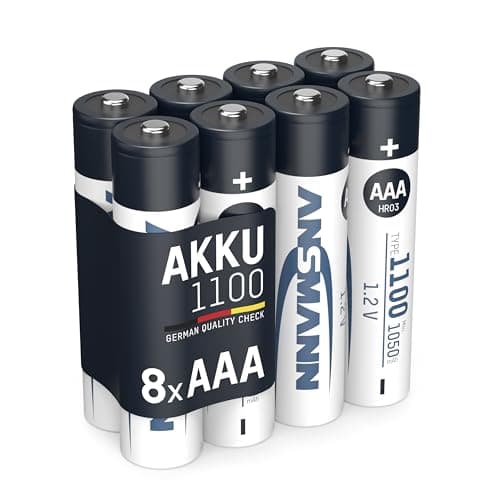 Image of ANSMANN AAA Rechargeable Batteries [Pack of 8] 1100 mAh NiMH High Capacity AAA Type Size Battery For Cordless Phone Handsets, Toys, Digital Cameras, Solar Lights & Game Consoles