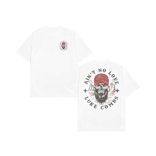 Image of Luke Combs Skull T-Shirt, White, White, XXL