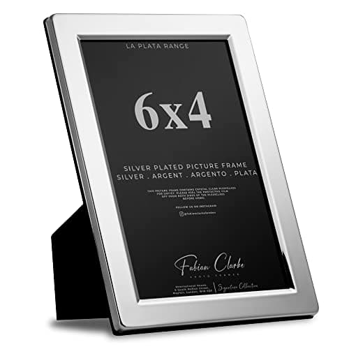 Image of Silver Plated Photo Frame Picture Frame Plain Satin Finish and Tarnish Protected for Wedding Picture or Family Photos (6x4)