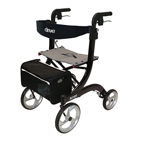 Image of Drive Devilbiss Black Nitro Wheel Rollator with Backrest, Seat and bag