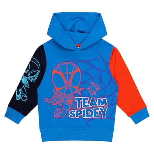 Image of Marvel Spidey and His Amazing Friends Boys Hoodie – Ghost-Spider Pullover Hooded Sweatshirt – 100% Cotton Jumper - Ages 2–8 Years for Young Superhero Fans (4-5) Blue