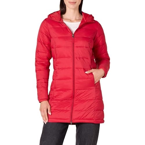 Image of Amazon Essentials Women's Lightweight Water-Resistant Packable Hooded Puffer Coat (Available in Plus Size), Bright Poppy Red, XXL