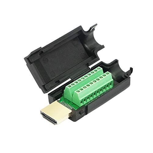 Image of CERRXIAN HDMI Screw Terminal Block Adapter, Gold Plated HDMI Male to Solderless Terminal Breakout Board Connector Signal Module with Case