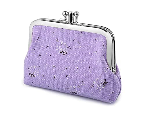 Image of SCSpecial Coin Purses Floral Kiss-Lock Change Pouch Canvas Clasp Closure Wallet for Women
