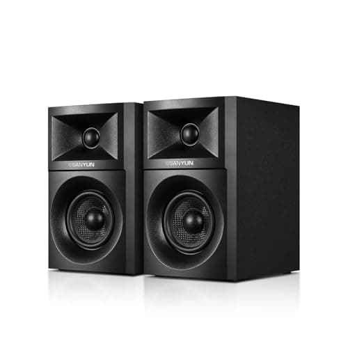 Image of Sanyun SW203 2.0 Desktop Computer Speakers - Near-Field 3D Stereo with Vertical Imaging - 60W Triple-DSP Dual Independent Drive - 24bit USB-C DAC Bluetooth 5.4 AUX, HiFi PC Gaming (Pair, Black)