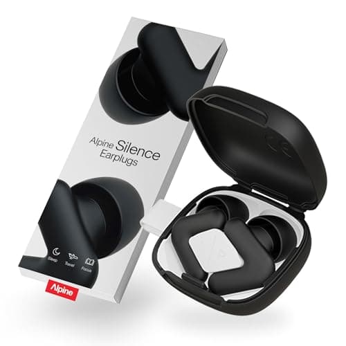 Image of Alpine Silence Ear Plugs for Sleep, Focus & Travel - Comfortable, Travel Essential, Noise Cancelling Earplugs, V-Shape Snug Fit & Soft Oval Tips, 4 Sizes XS/S/M/L, Reusable Ear Plugs - Black