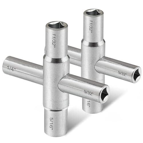 Image of Hanpex 4-Way Sillcock Key Wrench, 1/4", 9/32", 5/16", 11/32", Fits Most Sillcock, Stopcock, Water Spigots, Wall-Hydrant, Control Cabinet and Valves 2-Pack
