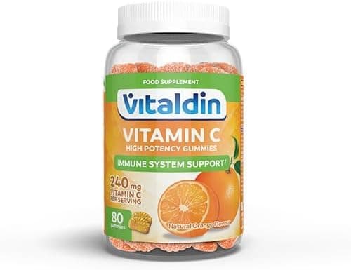 Image of VITALDIN Vitamin C Gummies – 240 mg per Serving - 80 Chewable Gummies (40 Days’ Supply); Orange Flavour – Gluten Free Gummy – for Kids & Adults