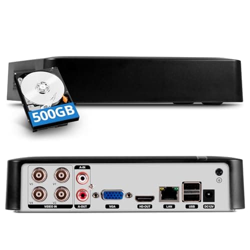 Image of TOWODE 4CH CCTV DVR Recorder with 500G HDD, 4 Channel 1080p H.265+ Hybrid 6-in-1 Home Surveillance Wired DVR for HD-AHD/IP/CVBS/TVI/CVI Analog Security Camera,AI Human Detectio, Mobile APP & PC Remote