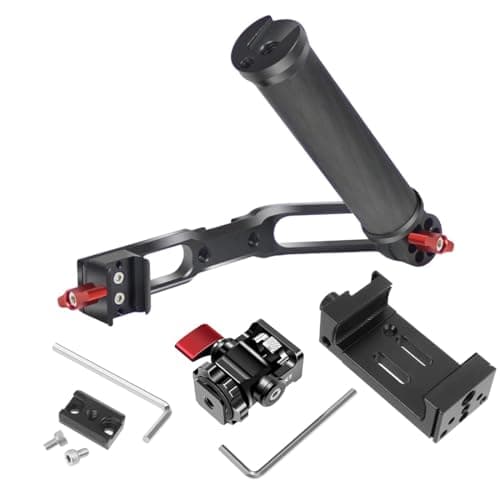 Image of FEICHAO Handheld Gimbal Handle Grip Kit Foldable with 1/4 3/8 Thread Cold Shoe Mount Compatible with RS2 RSC2 RS3 Pro Stabilizer (Combo C)
