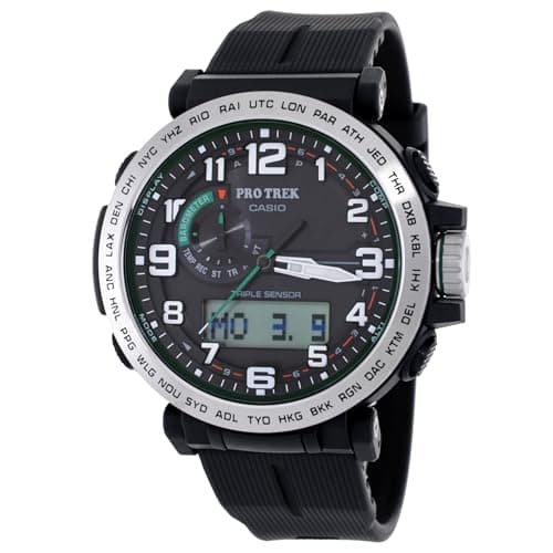 Image of Casio PRG601 Series | Pro Trek | 100M WR | 1/100 SEC Stop Watch | Compass/Alt/Baro-Thermo | Tough Solar Power/Atomic Timekeeping | 1-100 SEC Stopwatch | Countdown Timer | World Time, Black, PRG601-1