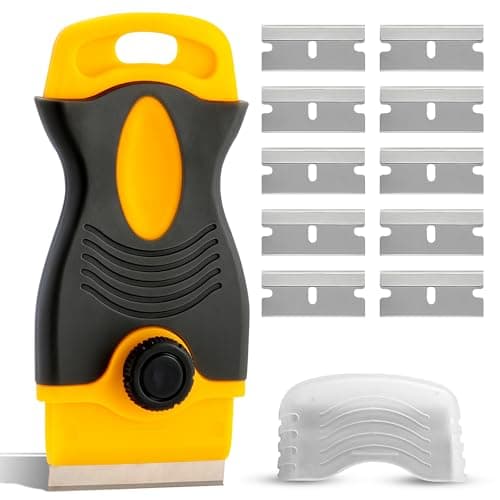 Image of Scleana Hob & Oven Scraper with 10 Spare Stainless Steel Blades, Non-Scratch Glass & Ceramic Cooktop Scraper for Burnt-On Food and Oven Grease Removal