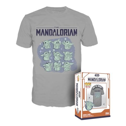 Image of Funko Boxed Tee: Mandalorian - Grogu (the Child, Baby Yoda) on Ship - Medium - Star Wars: the Mandalorian S9 - T-Shirt - Clothes - Gift Idea - Short Sleeve Top for Adults Unisex Men and Women