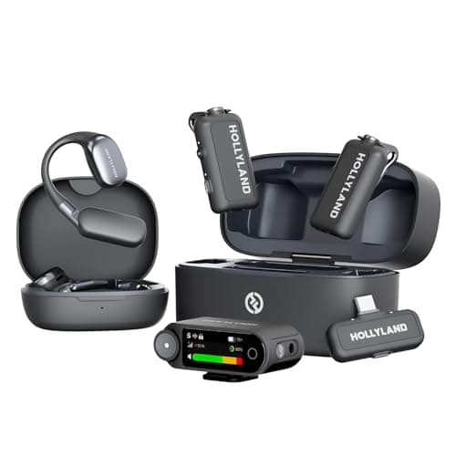 Image of Hollyland LARK MAX 2 Ultimate Combo, Wireless Microphone, AI Noise Cancel, Wireless Audio Monitoring, 32bit Full-Chain Audio, Mic for Camera, iPhone, Android (2TX + 2RX+ OWS Earphones + Charging Case)