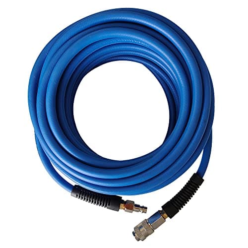Image of aunstarwei PVC/Rubber Hybrid Air Hose Blue with 1/4" Europe Steel Quick Coupler and Plug Fittings, 10m Length