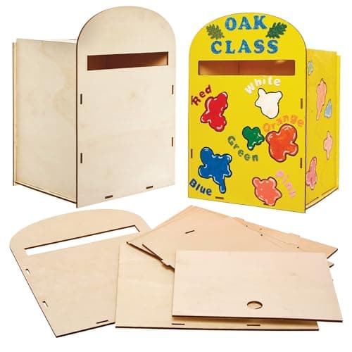 Image of Baker Ross FX846 Post Box Kit - 1 kit, Wood Crafts for Kids to Paint and Decorate, 23cm x 23cm x 33cm, 9" x 9" x 13"