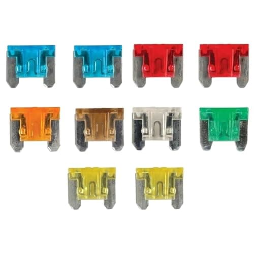Image of 10 Pack Low Profile Mini Blade Fuses, Automotive Car Fuse Assortment Kit 5A–30A, Durable Zinc Alloy Vehicle Fuses for Cars, Trucks, SUVs, Motorcycles, RVs, Boats