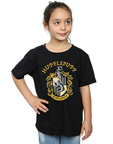 Image of Harry Potter Girls Hufflepuff Crest T-Shirt Black 9-11 Years