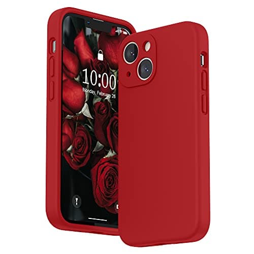 Image of SURPHY Liquid Silicone Case for iPhone 13 mini Case, Individual Protection for Each Lens Shockproof Rubber Full Body Thickened Design for iPhone 13 mini 5.4 inch 2021, Red