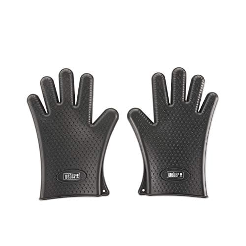 Image of Weber Silicone Grill Gloves, 1 Pair, heat- & water-resistant, perfect for handling Grilled Food from the Grill or Smoker, reusable, food-safe Silicone, easy to clean - Black (7017)