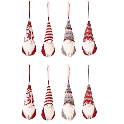 Image of MUNSKT 8 PCS Christmas Gnomes Hanging Ornaments Gonk Plush Ornaments Decor Christmas Tree Hanging Swedish Elf Xmas Home Decorations Decorations Xmas