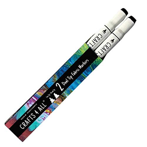 Image of Crafts 4 ALL Fabric Markers for Clothes - Pack of 2 No Fade, Dual Tip Permanent Fabric Pens - No Bleed, Machine Washable Shoe Markers for Fabric Decorating - Laundry Marker, Erases Stains Easily