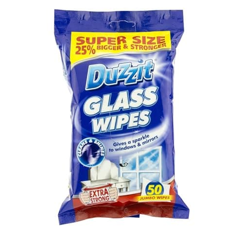 Image of 2 x Duzzit Glass Window Mirror Cleaning Wipes Pack Of 50