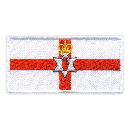 Image of Patchion Flag of Northern Ireland - Black Hook and Loop Compatible with Velcro Hook and Loop Fastener - Embroidered Patch/Badge/Emblem