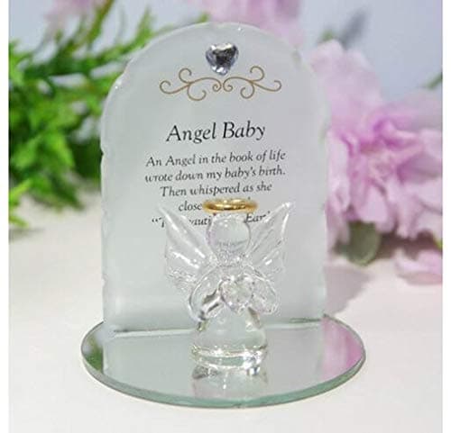 Image of Thoughts of you Memorial Glass Angel Baby Ornament with Verse