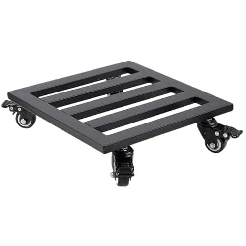 Image of MEETOZ 12Inch Metal Plant Pot Stand Feet, Heavy Duty Square Garden Planter Trolley with Rolling Wheels for Indoor Outdoor Large Flower Pots Mover with Rack on Rollers Dolly Tray Coaster, Black