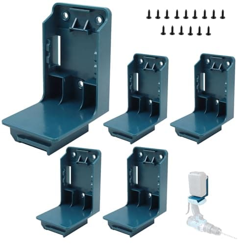 Image of Compatible with Makita 18V Battery 5 Packs Tools Drill Mount Holder Mounts Dock Holder Fit for BL1860 BL1850 BL1840 BL1830,2 IN 1 Battery &Drill Tools Holder Dock Hanger with Screws
