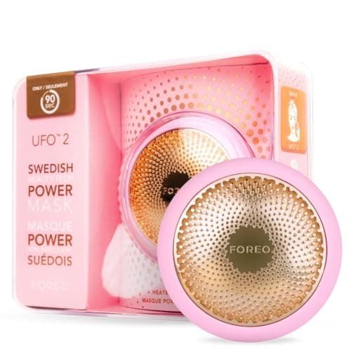 Image of FOREO UFO 2 Full Facial LED Mask Treatment, Full LED Spectrum & Red Light Therapy, Face Masks Beauty Treatment, Warming, Cooling, Face Massager, Moisturiser, Increased Skin Care Absorption, Pearl Pink