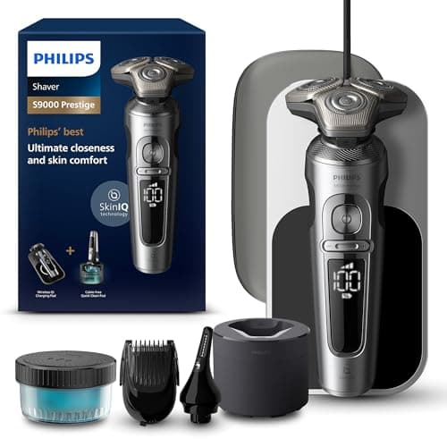 Image of Philips Wet and Dry Electric Shaver Series 9000 Prestige, Razor with NanoTech Dual Precision Blades, Hydro SkinGlide Coating, Ultraflex Suspension System, Top-Spin Digital Motor (Model SP9885/35)