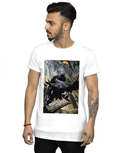 Image of DC Comics Men's Batman Night Gotham City T-Shirt White XXXX-Large